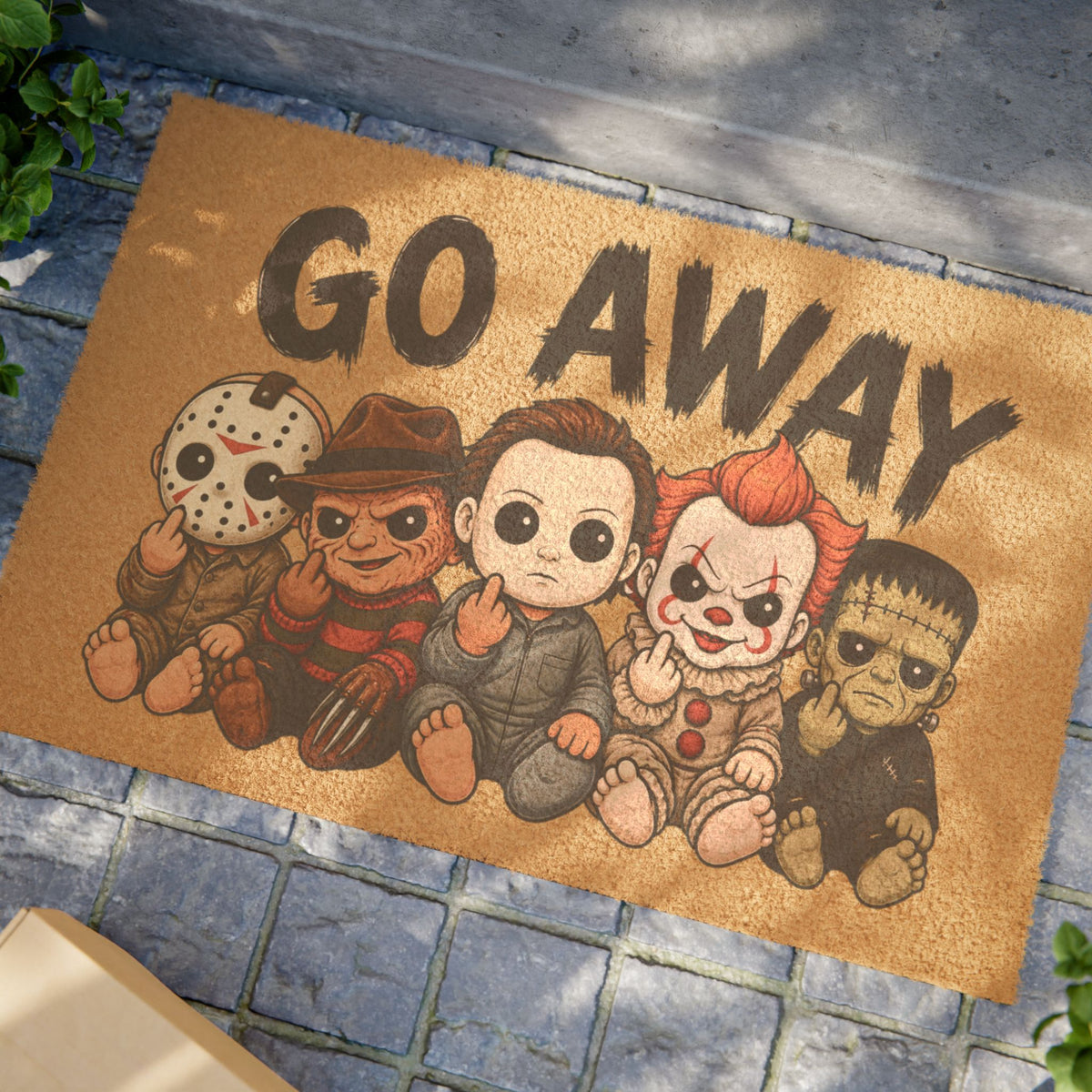 Go Away Horror Characters Doormat