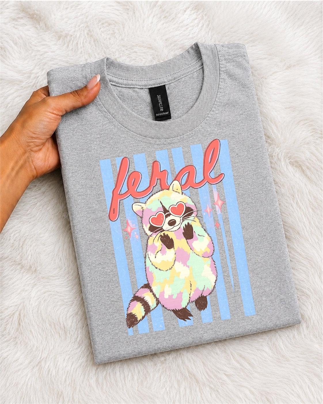 Kawaii 'Feral' Raccoon Graphic T-Shirt