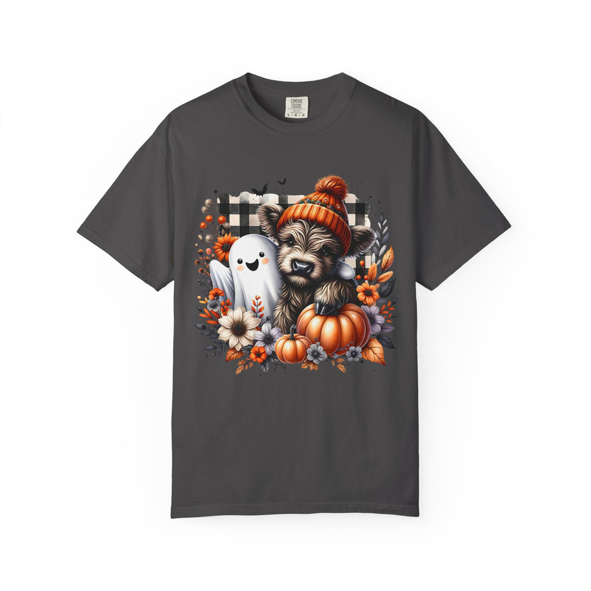 Halloween Cow & Ghost T-Shirt — Autumn Pumpkin Cozy Tee