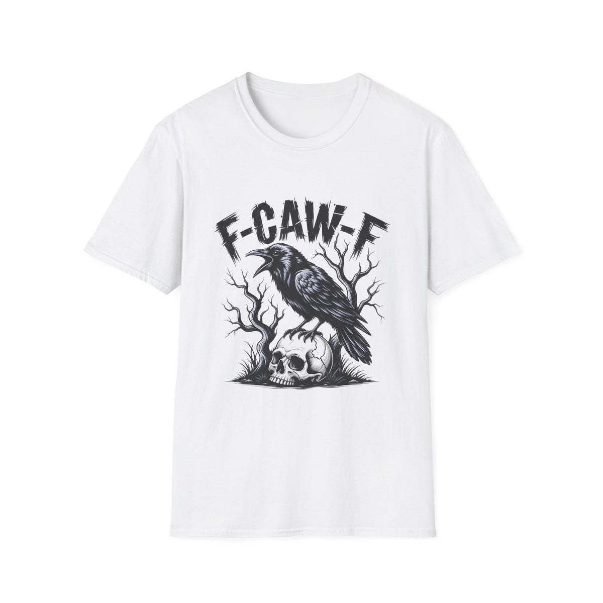 T-Shirt — 'F-CAW-E' Raven Graphic Tee (Gothic Crow Design)