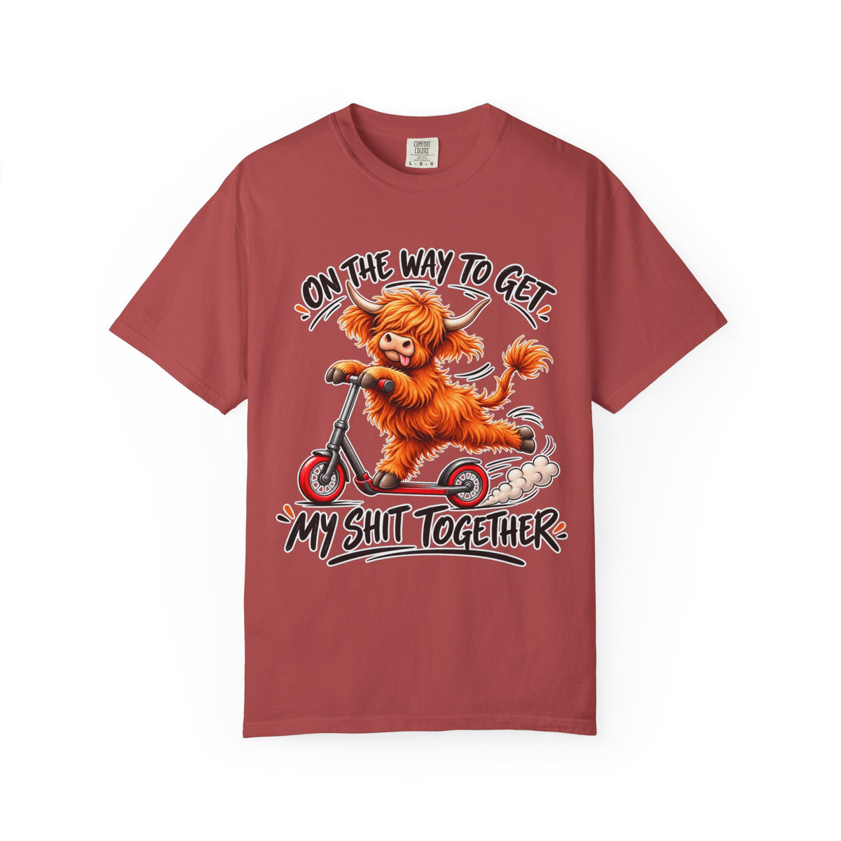 Funny Cow Scooter T-Shirt — "On the Way to Get My Shit Together" Graphic Tee