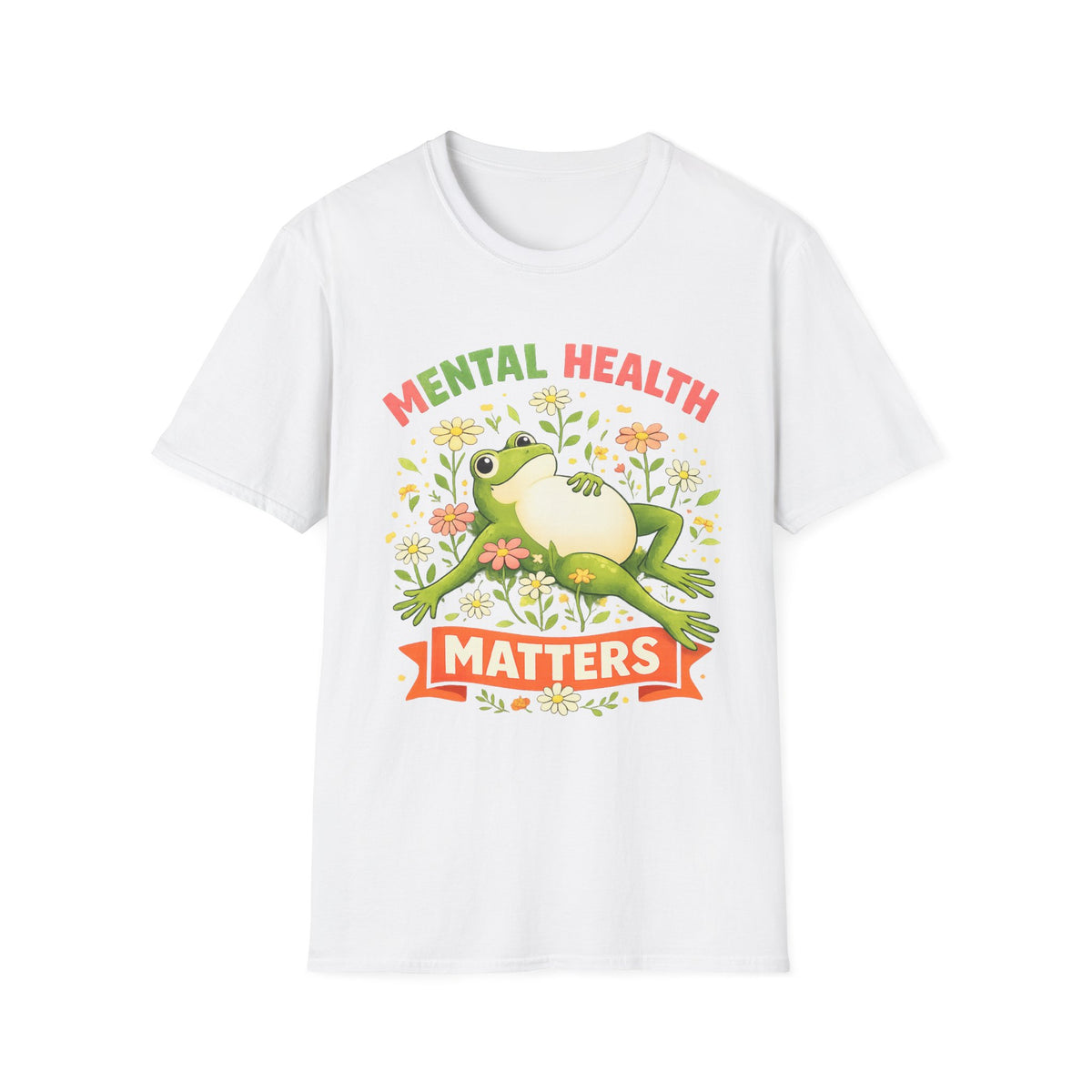 Mental Health Matters Frog T-Shirt — Cute Floral Awareness Tee