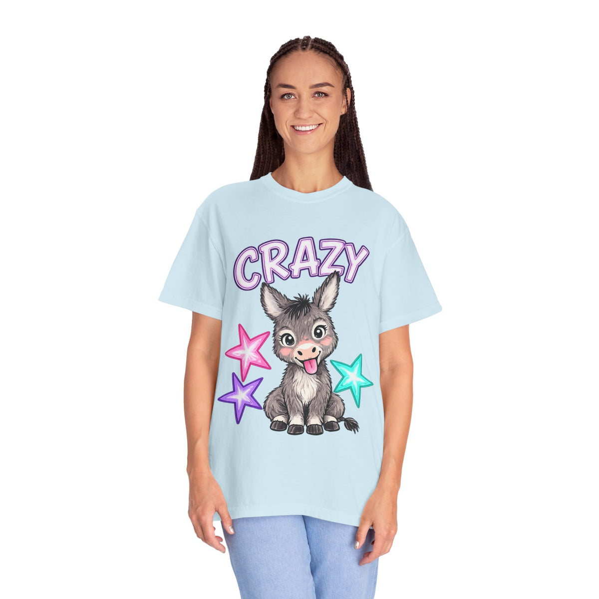 Crazy Donkey T-Shirt — Cute Cartoon Donkey with Colorful Stars
