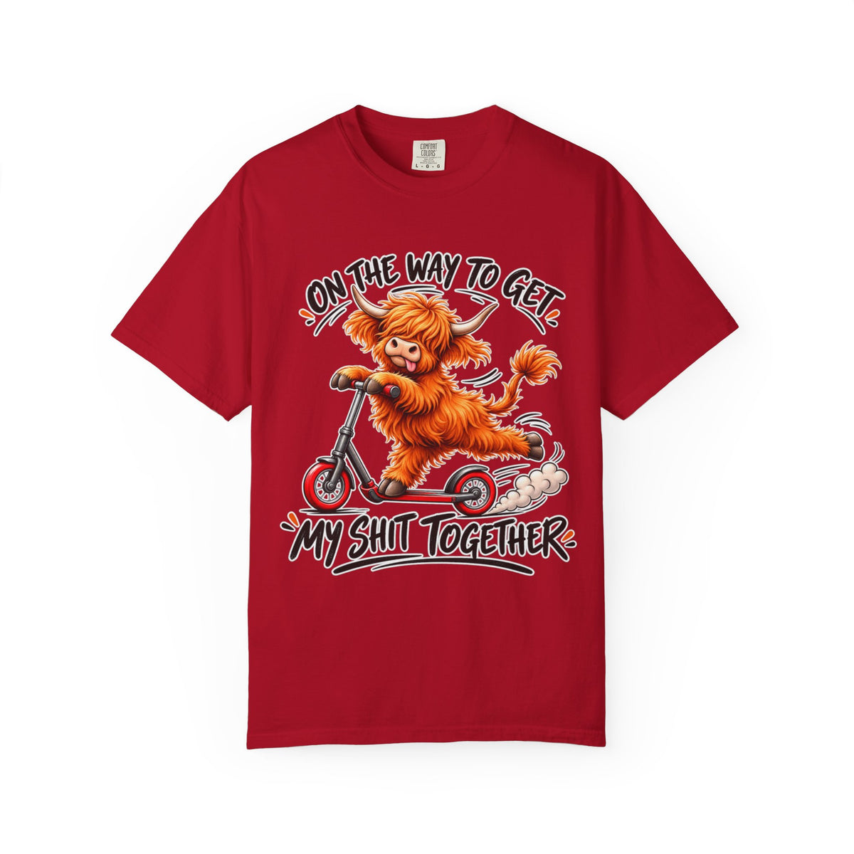 Funny Cow Scooter T-Shirt — "On the Way to Get My Shit Together" Graphic Tee
