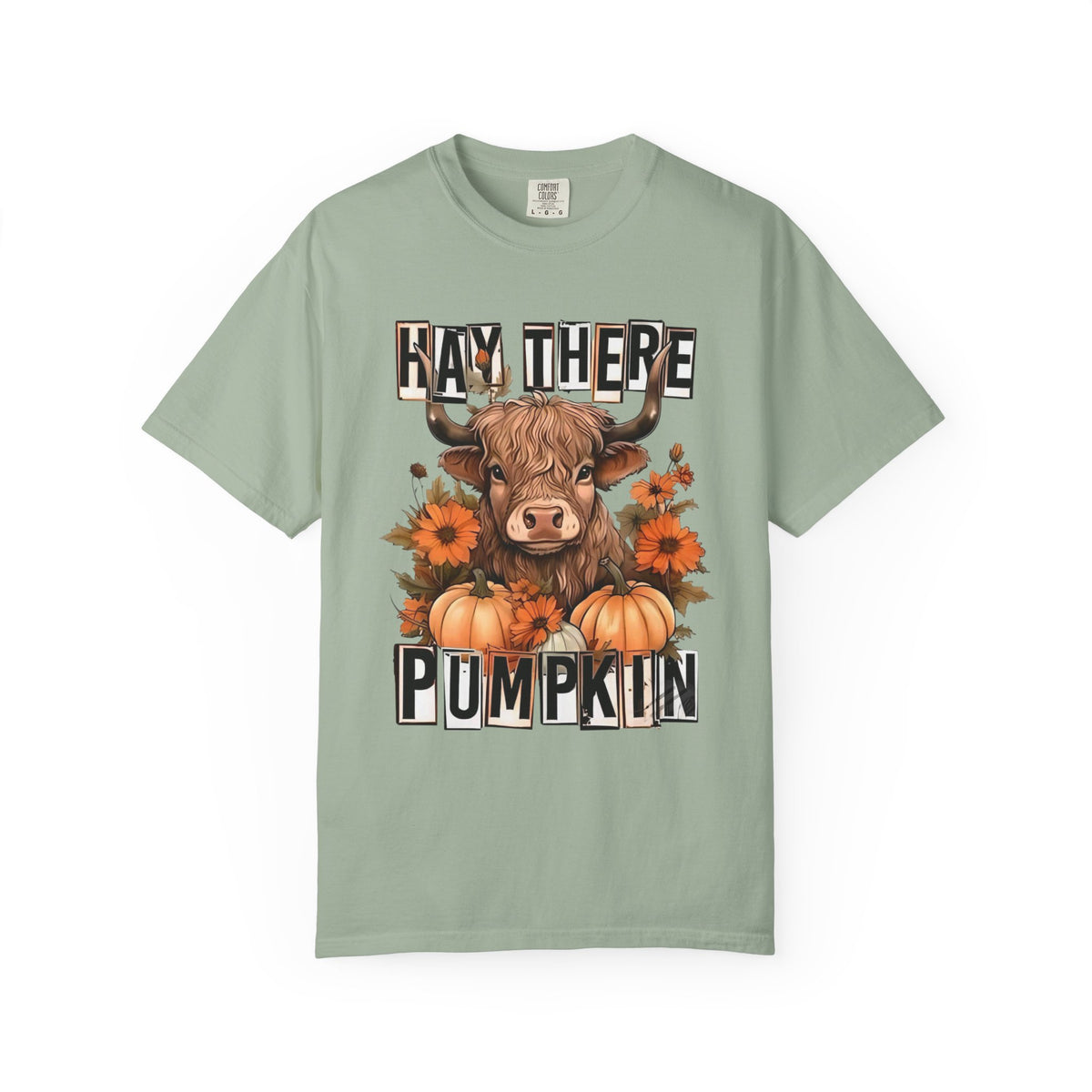 Hay There Pumpkin T-Shirt – Autumn Highland Cow with Pumpkins & Sunflowers