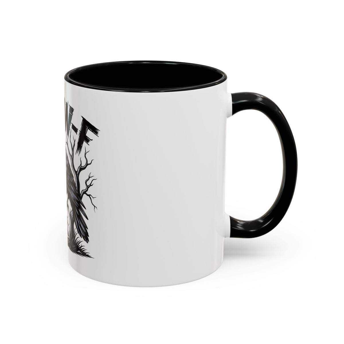 Raven Skull Coffee Mug — Gothic "F-CAW-F" Accent Mug (11/15oz)