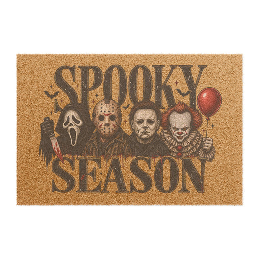 Spooky Season Doormat — Horror Movie Character Welcome Mat (Michael, Jason, Ghostface, Pennywise)