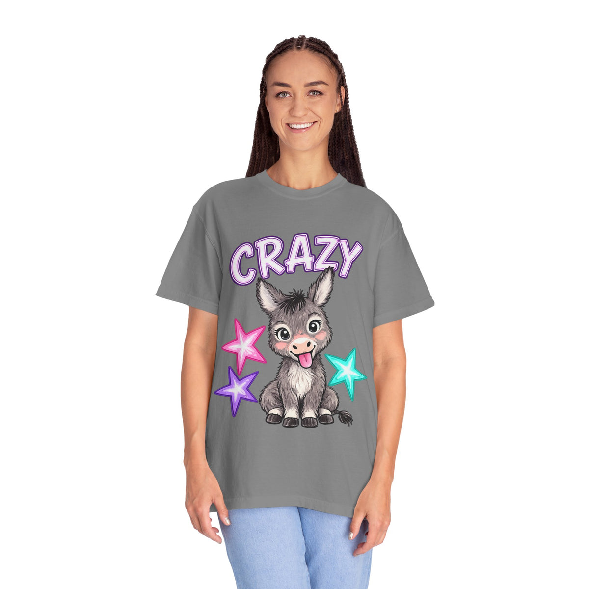Crazy Donkey T-Shirt — Cute Cartoon Donkey with Colorful Stars