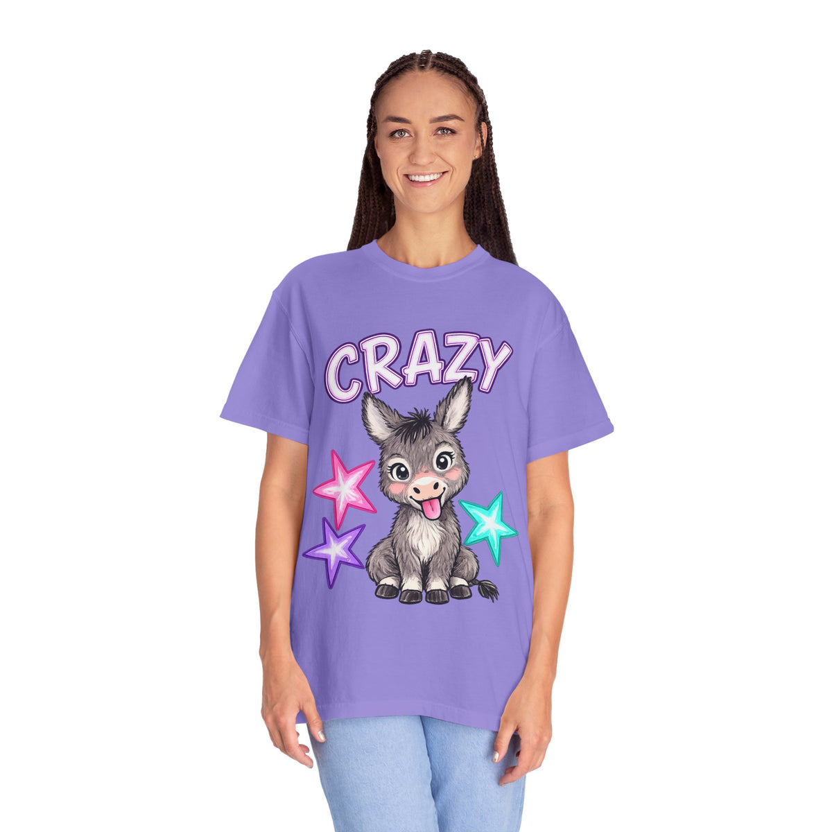 Crazy Donkey T-Shirt — Cute Cartoon Donkey with Colorful Stars