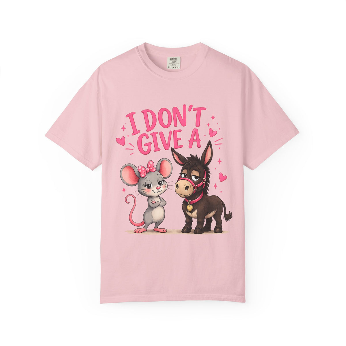 I Don't Give a — Cute Mouse & Donkey Graphic Tee
