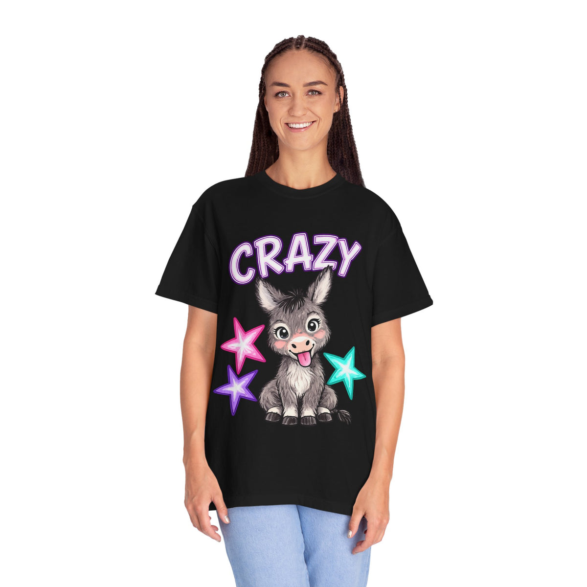 Crazy Donkey T-Shirt — Cute Cartoon Donkey with Colorful Stars