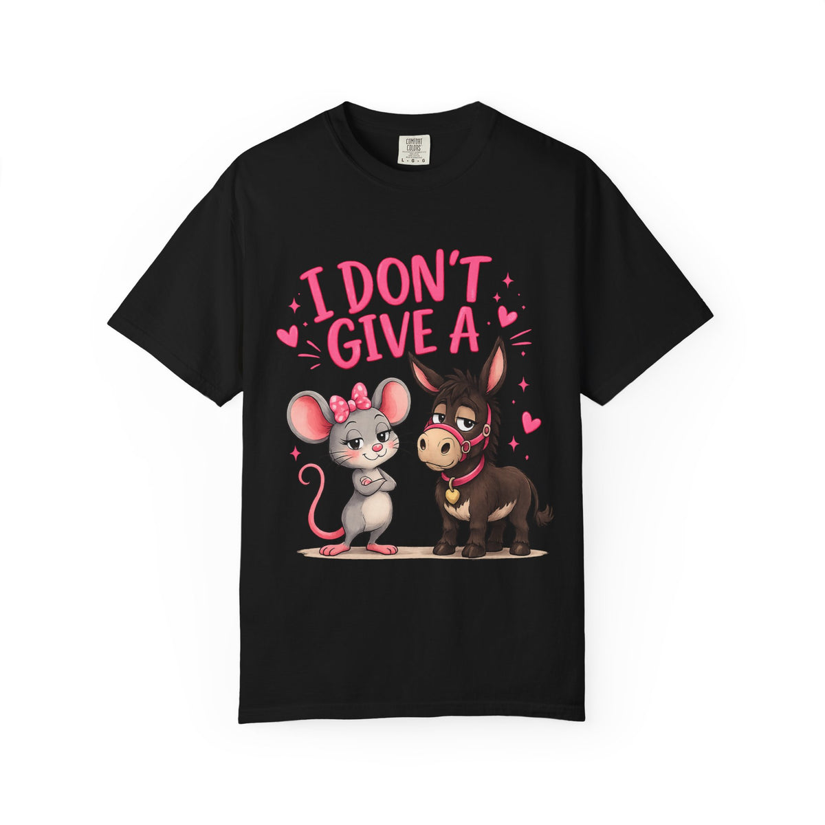I Don't Give a — Cute Mouse & Donkey Graphic Tee