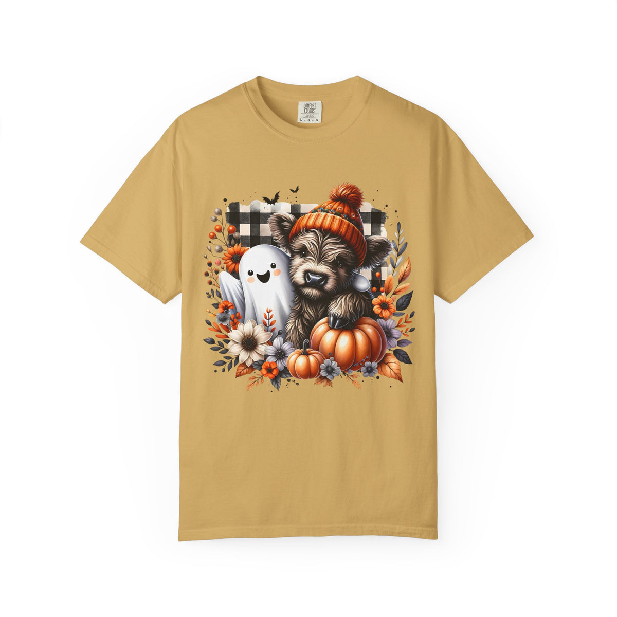 Halloween Cow & Ghost T-Shirt — Autumn Pumpkin Cozy Tee