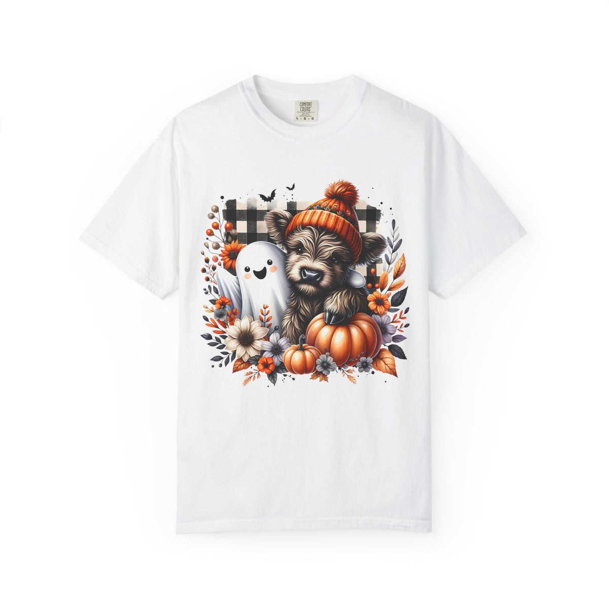 Halloween Cow & Ghost T-Shirt — Autumn Pumpkin Cozy Tee