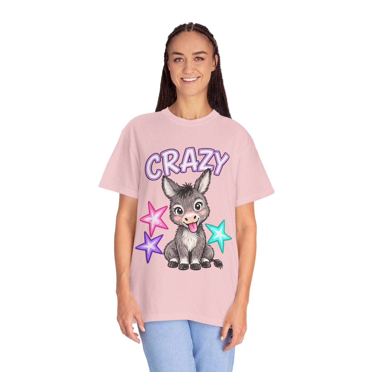 Crazy Donkey T-Shirt — Cute Cartoon Donkey with Colorful Stars