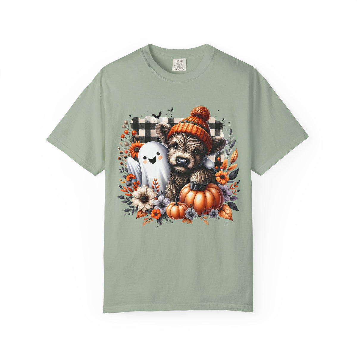 Halloween Cow & Ghost T-Shirt — Autumn Pumpkin Cozy Tee