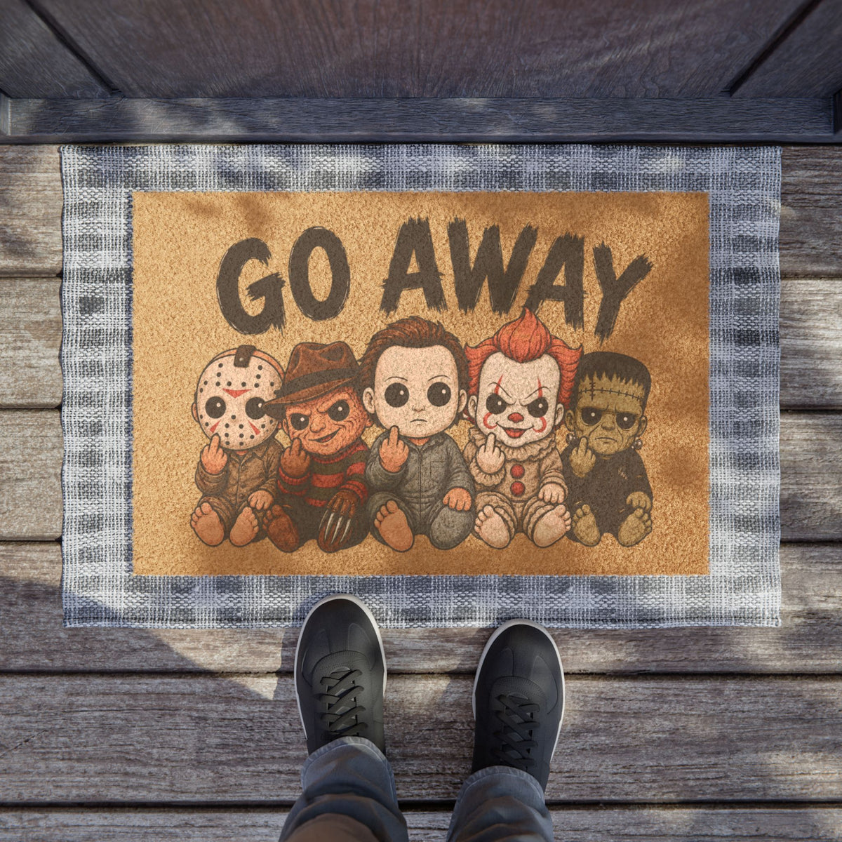 Go Away Horror Characters Doormat