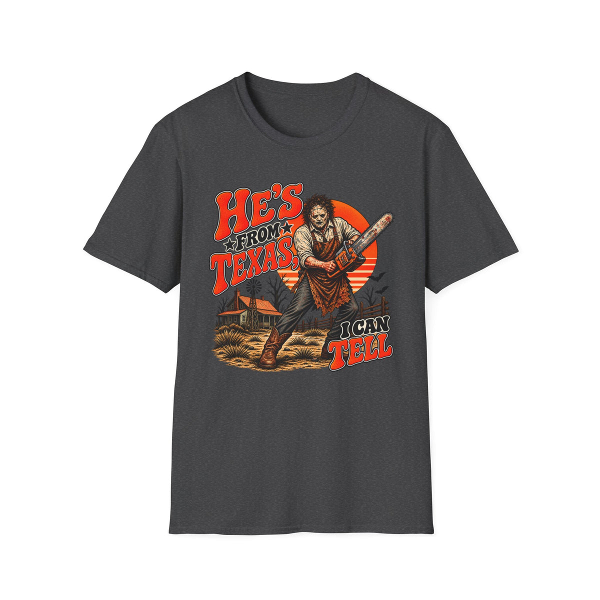 He's From Texas T‑Shirt — Vintage Chainsaw Graphic Tee