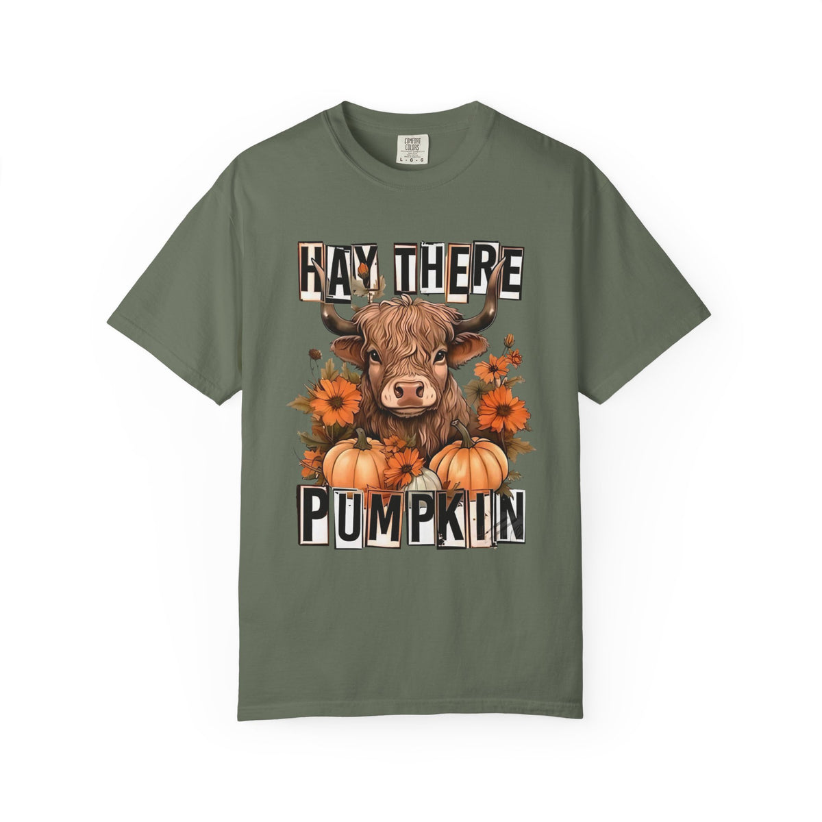 Hay There Pumpkin T-Shirt – Autumn Highland Cow with Pumpkins & Sunflowers