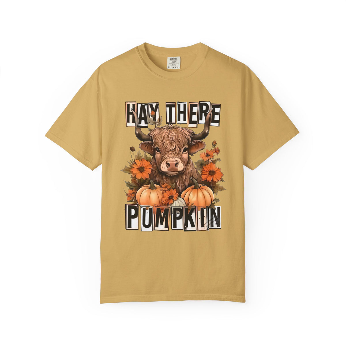 Hay There Pumpkin T-Shirt – Autumn Highland Cow with Pumpkins & Sunflowers