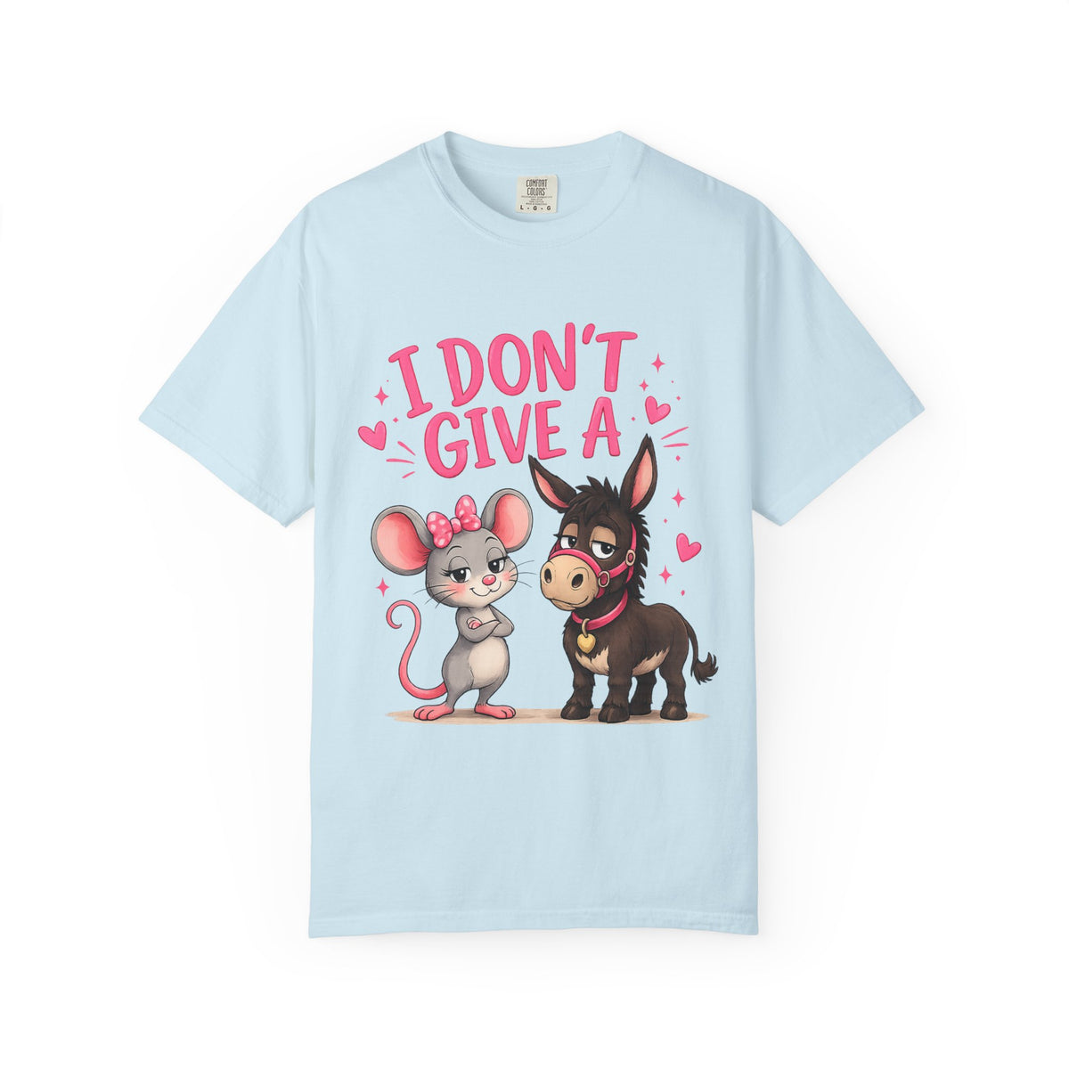 I Don't Give a — Cute Mouse & Donkey Graphic Tee