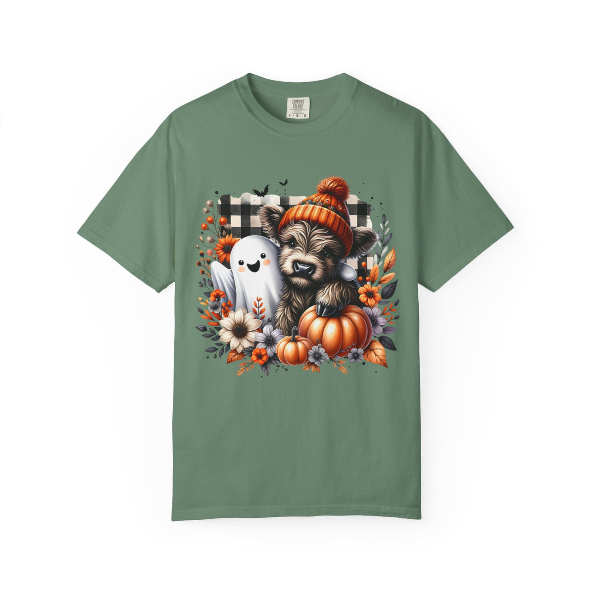 Halloween Cow & Ghost T-Shirt — Autumn Pumpkin Cozy Tee