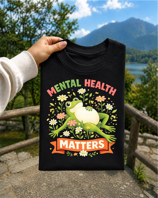 Mental Health Matters Frog T-Shirt — Cute Floral Awareness Tee