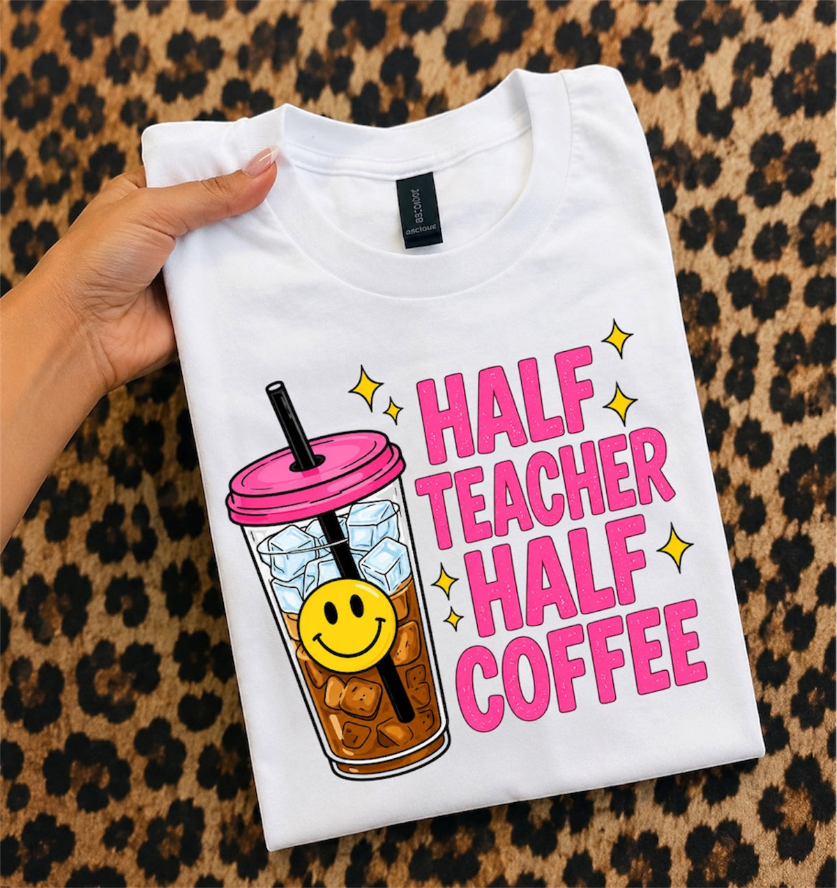 Half Teacher Half Coffee T-Shirt — Cute Iced Coffee Teacher Shirt