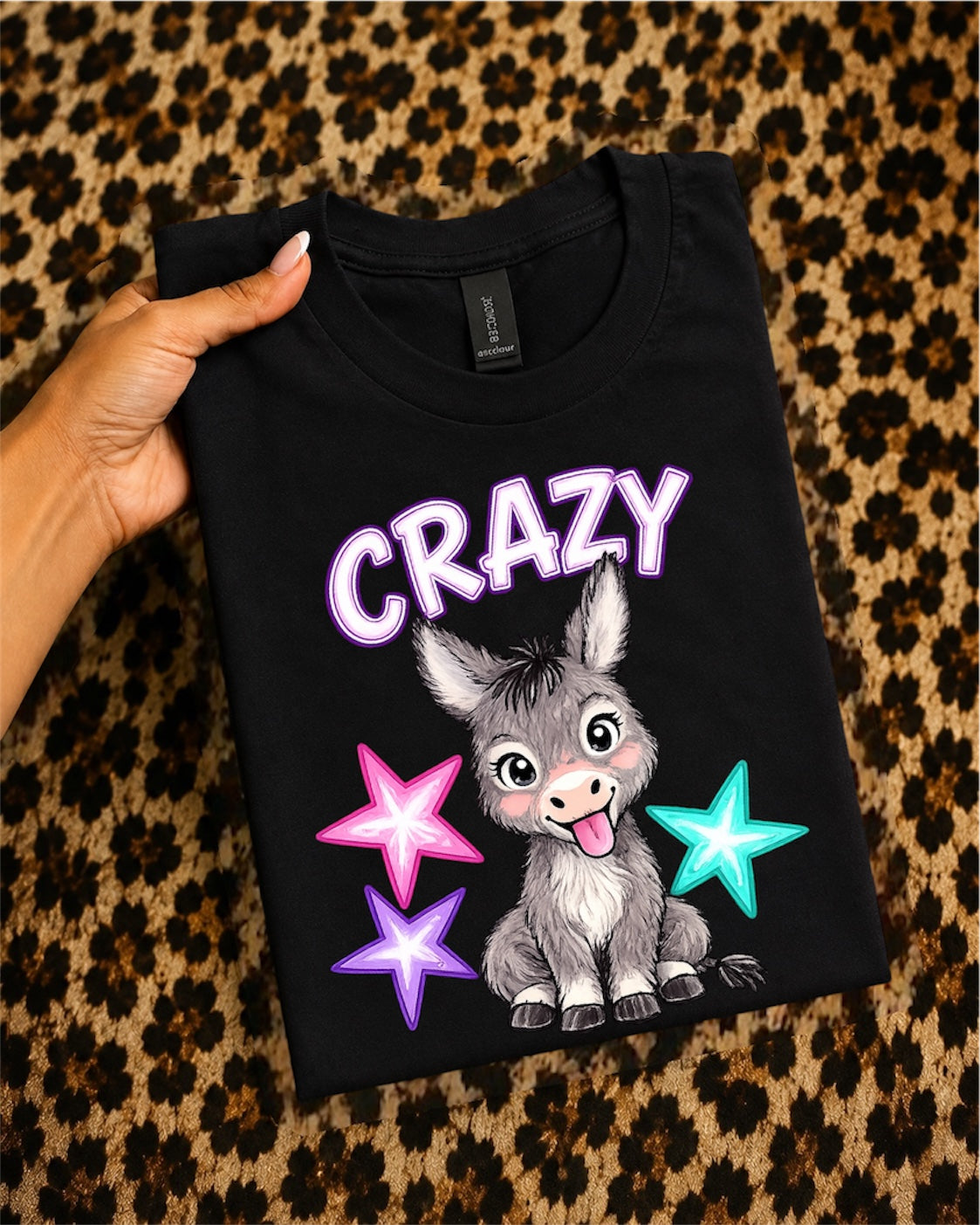 Crazy Donkey T-Shirt — Cute Cartoon Donkey with Colorful Stars