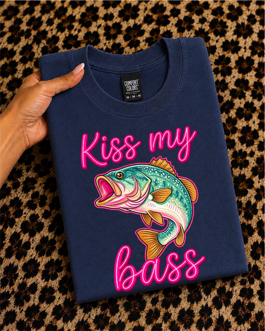 Kiss My Bass T-Shirt — Funny Fishing Graphic Tee for Anglers