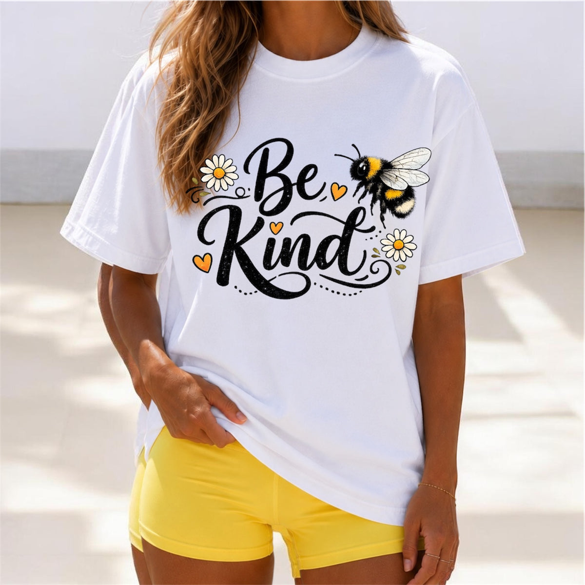 Be Kind Bee T-Shirt — Floral Bumblebee Inspirational Tee