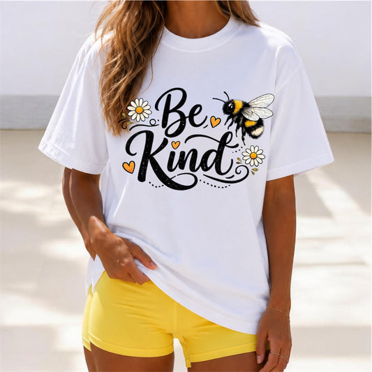 Be Kind Bee T-Shirt — Floral Bumblebee Inspirational Tee
