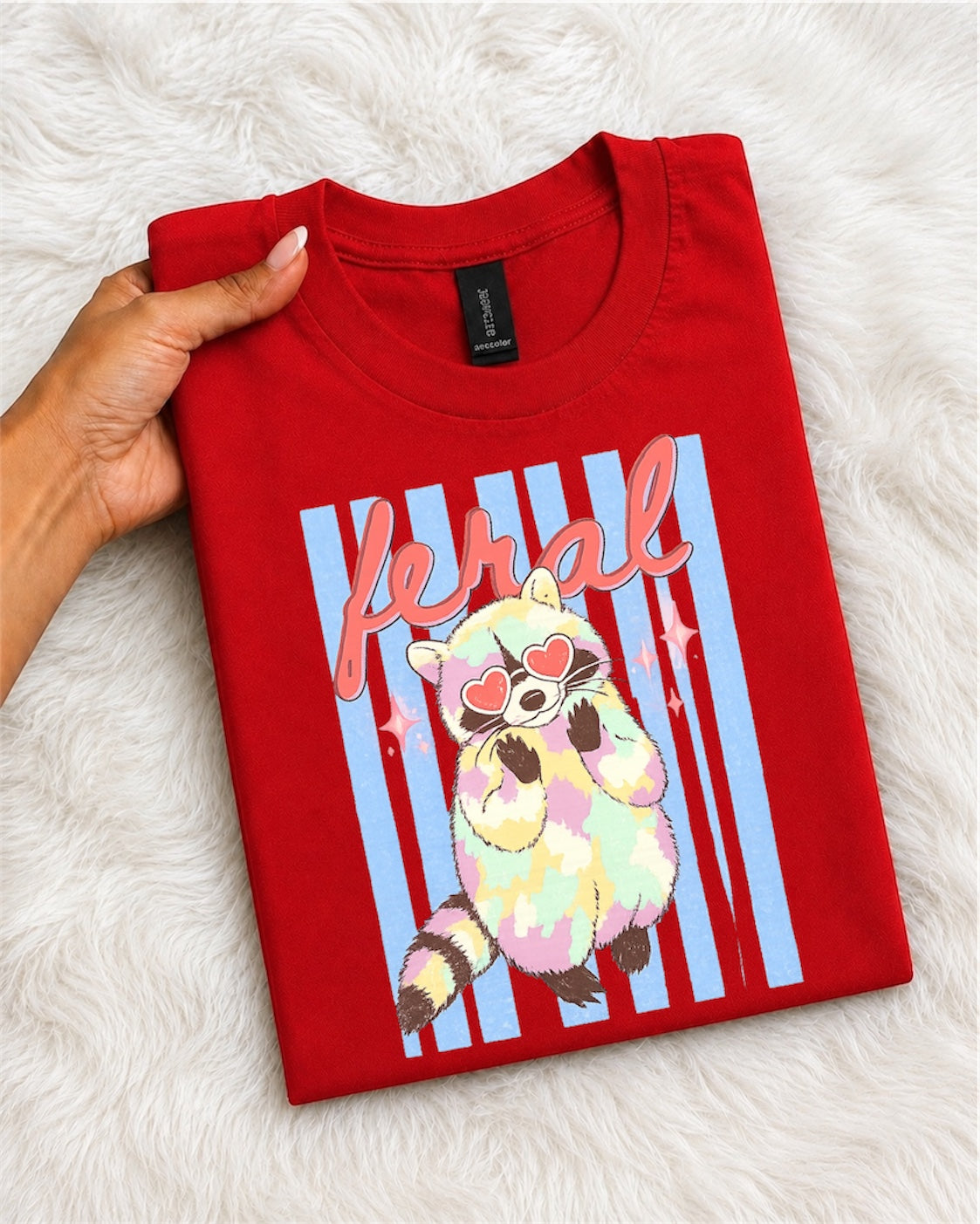 Kawaii 'Feral' Raccoon Graphic T-Shirt