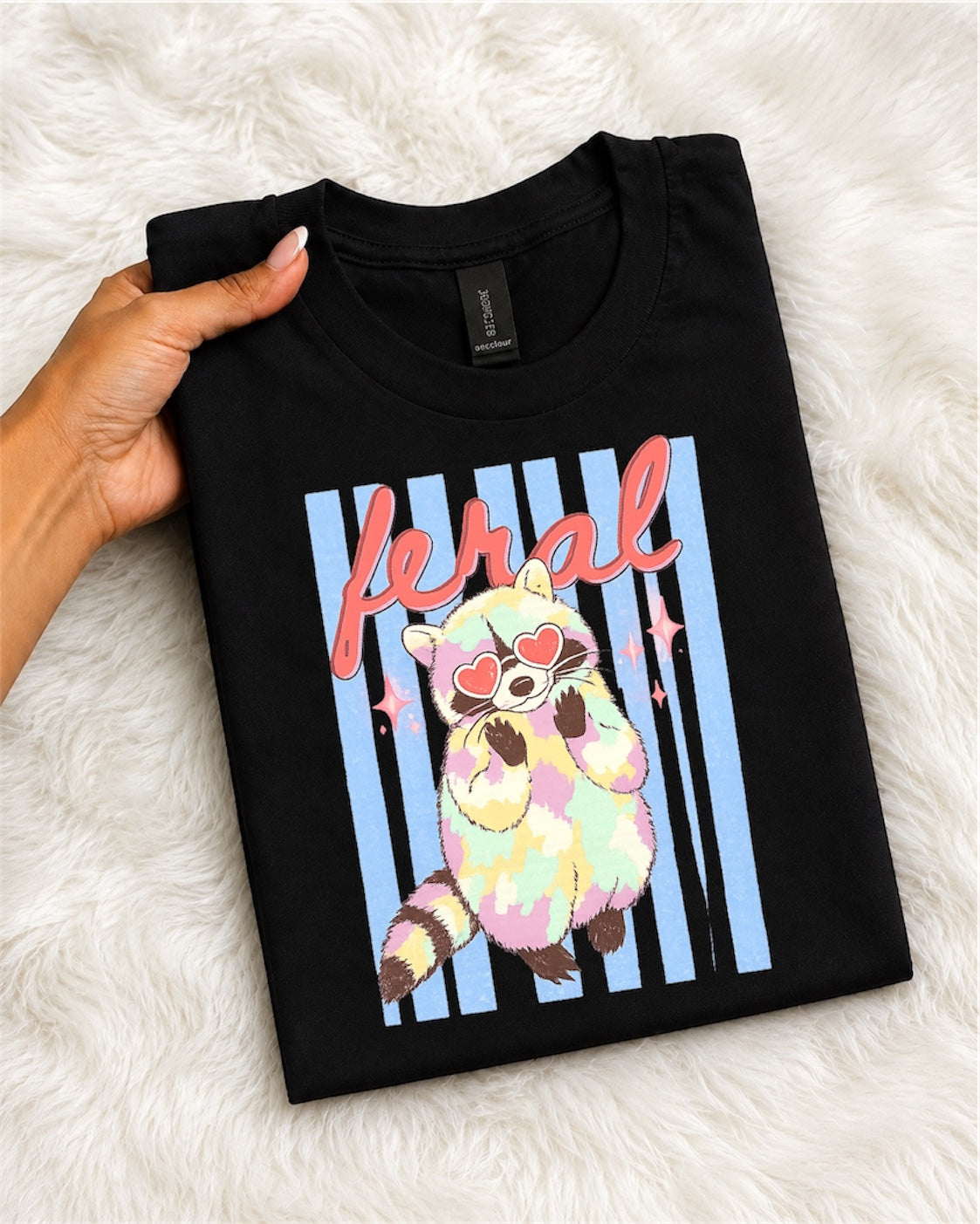 Kawaii 'Feral' Raccoon Graphic T-Shirt
