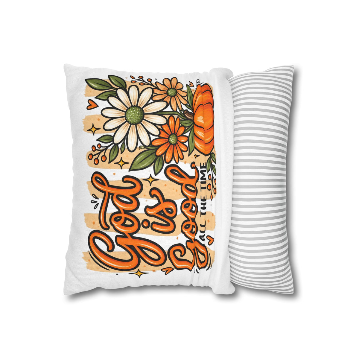 God Is Good Throw Pillow – Autumn Floral Pumpkin Decorative Pillowcase