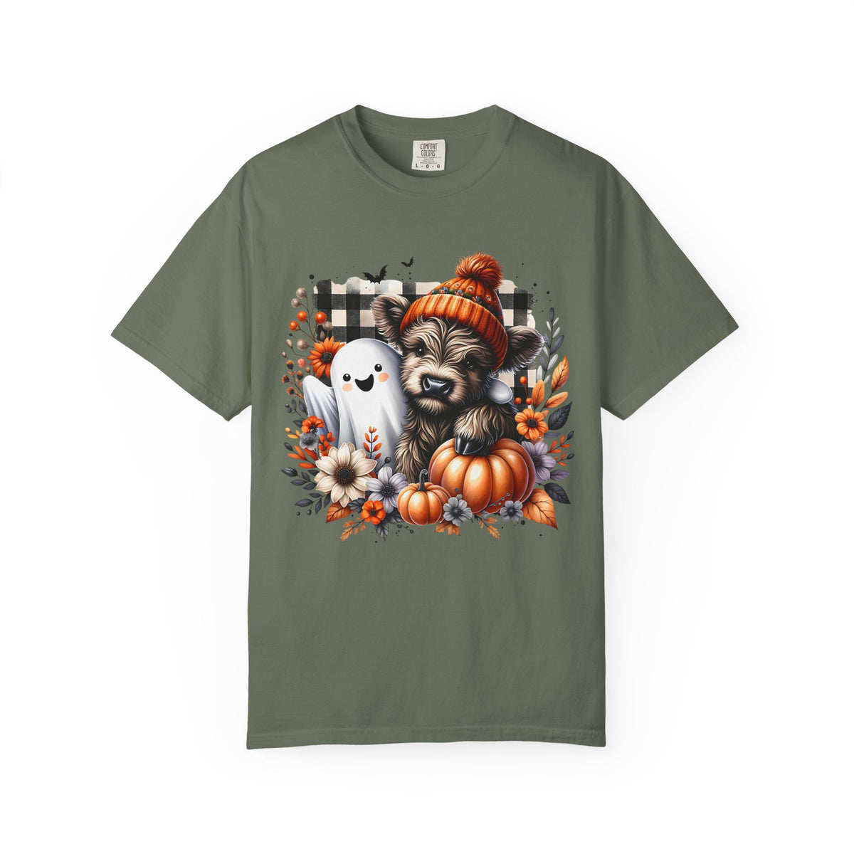 Halloween Cow & Ghost T-Shirt — Autumn Pumpkin Cozy Tee