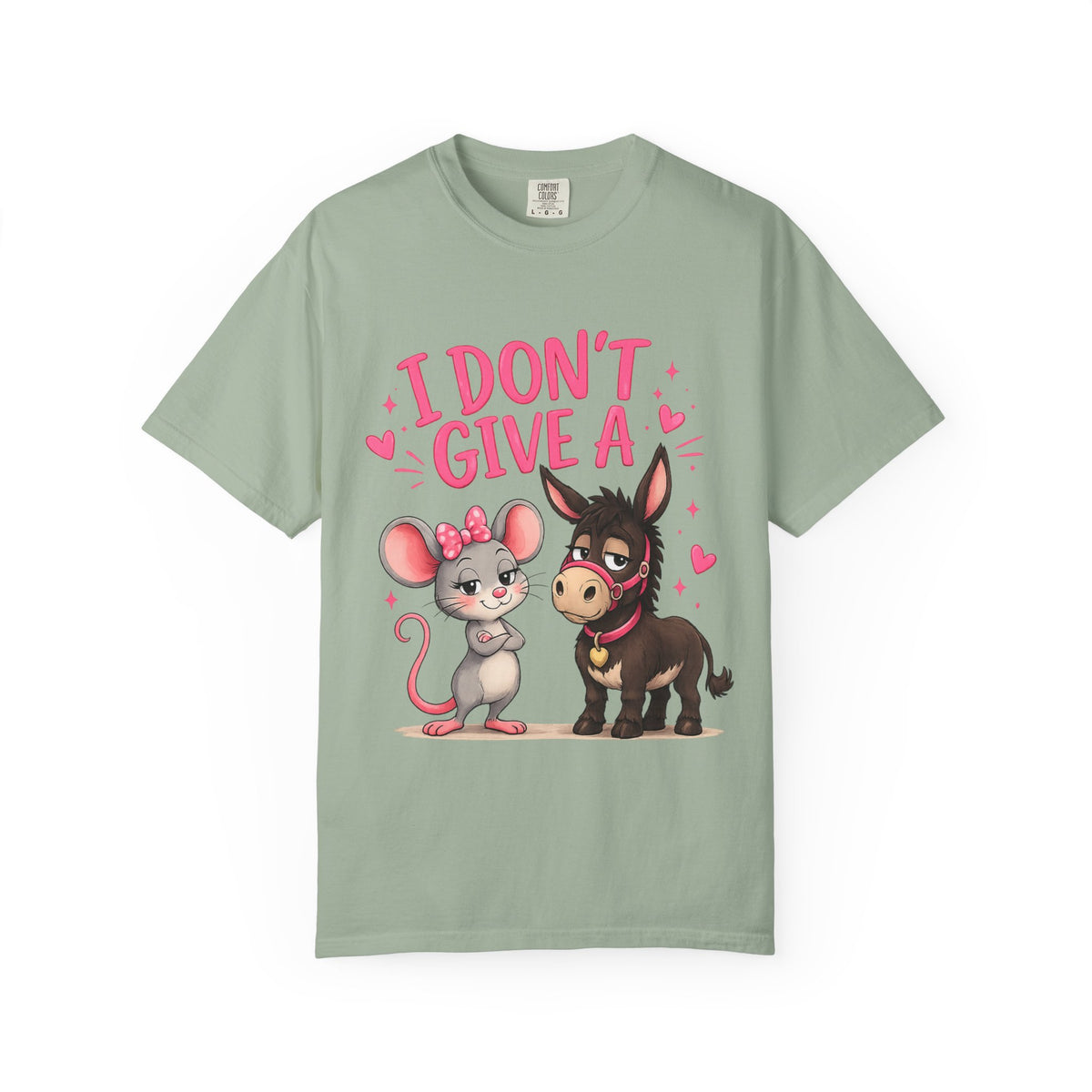 I Don't Give a — Cute Mouse & Donkey Graphic Tee