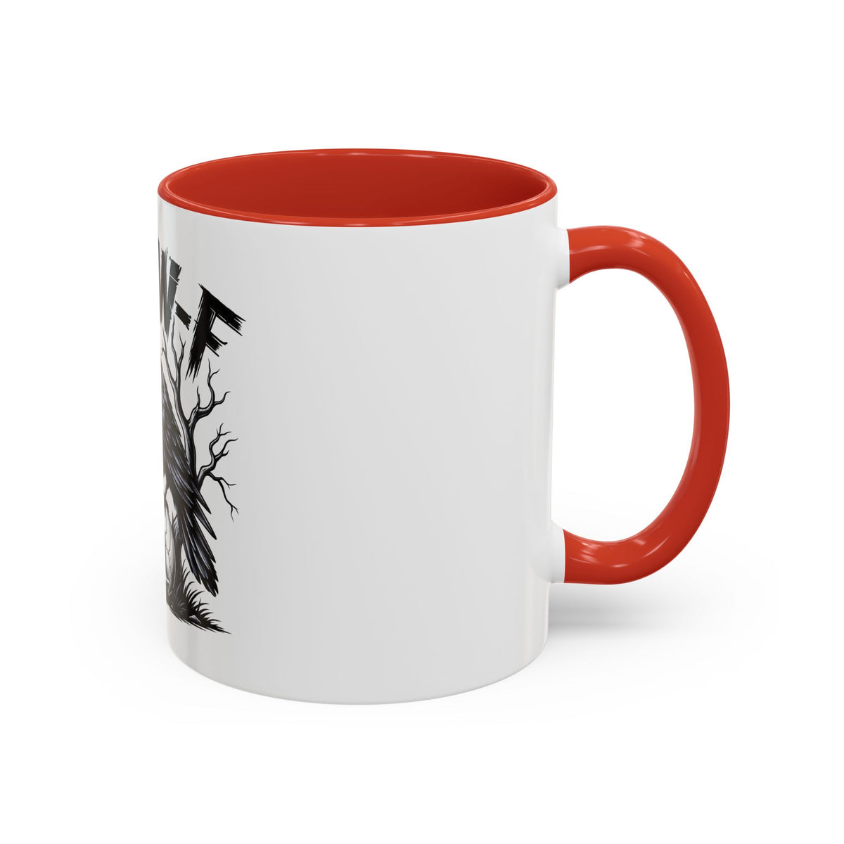 Raven Skull Coffee Mug — Gothic "F-CAW-F" Accent Mug (11/15oz)