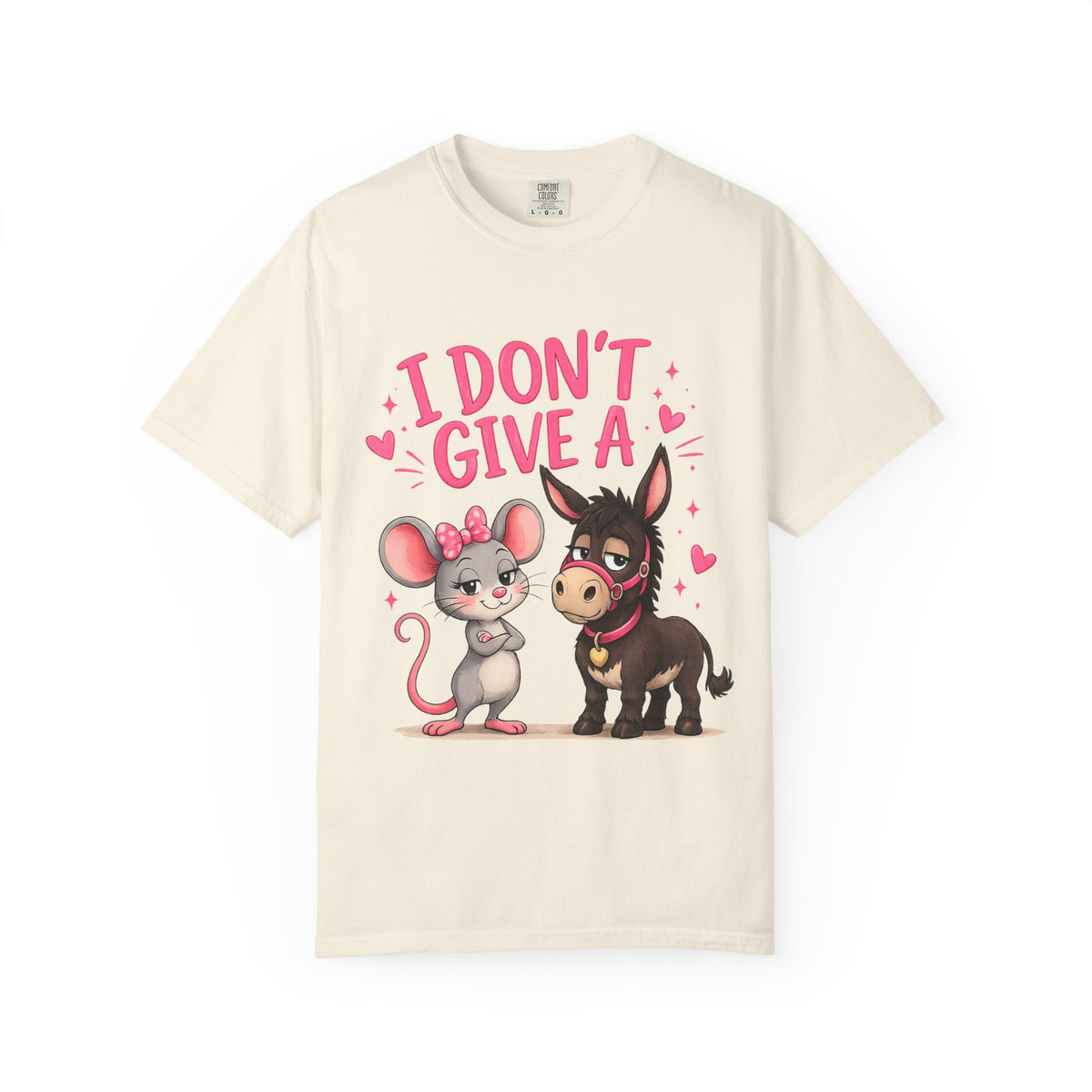 I Don't Give a — Cute Mouse & Donkey Graphic Tee