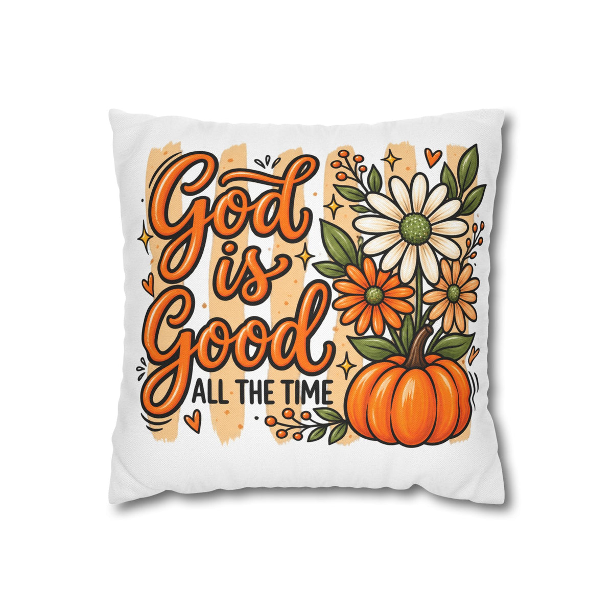 God Is Good Throw Pillow – Autumn Floral Pumpkin Decorative Pillowcase