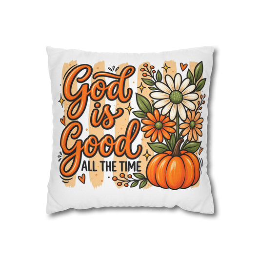 God Is Good Throw Pillow – Autumn Floral Pumpkin Decorative Pillowcase