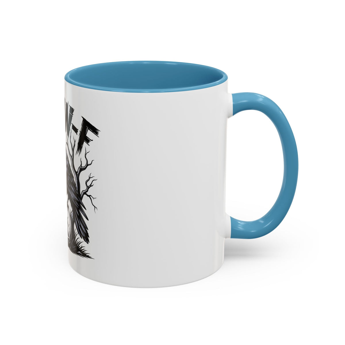 Raven Skull Coffee Mug — Gothic "F-CAW-F" Accent Mug (11/15oz)