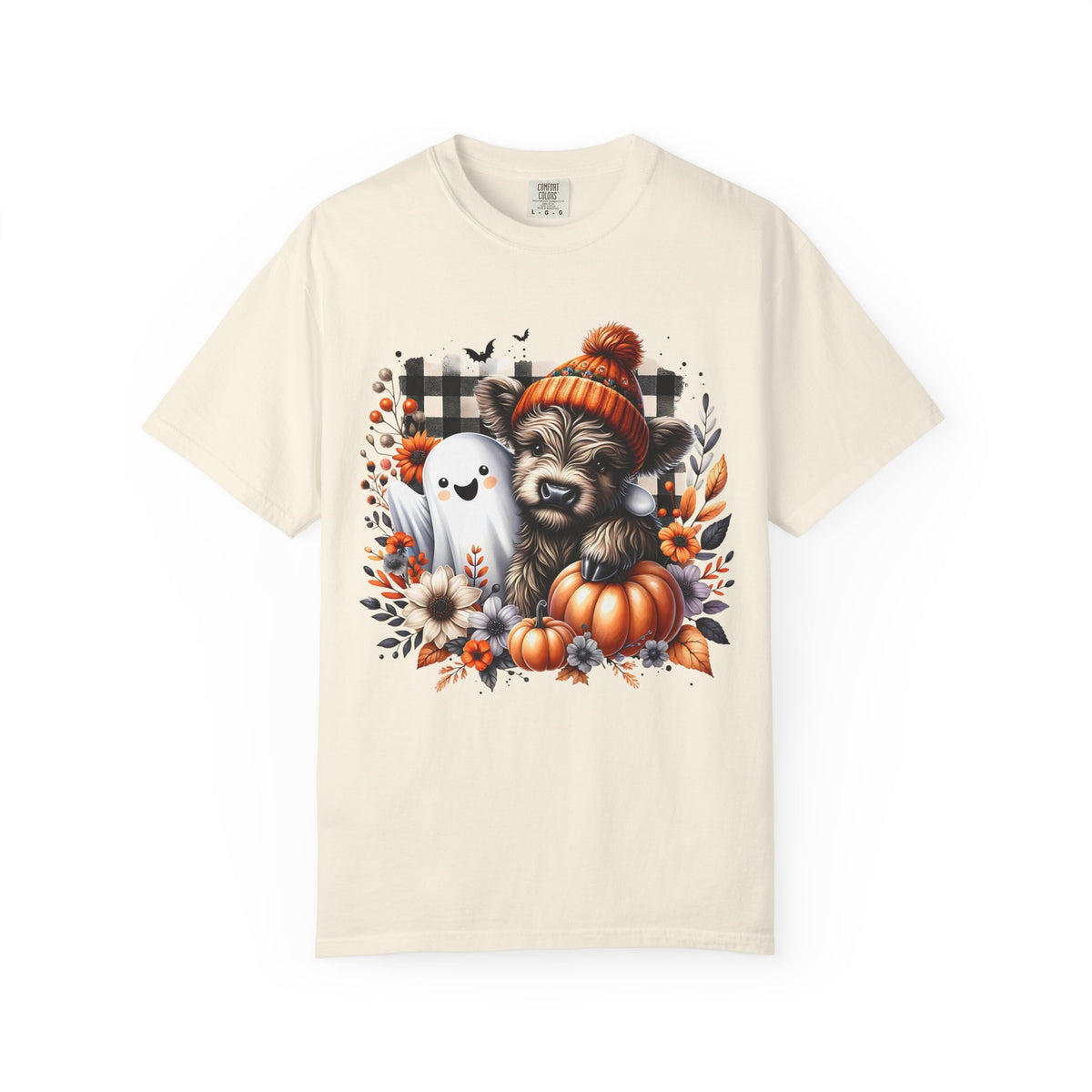 Halloween Cow & Ghost T-Shirt — Autumn Pumpkin Cozy Tee