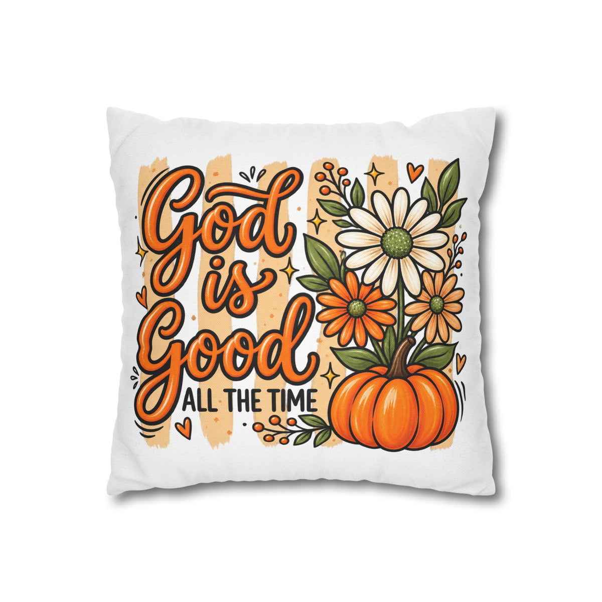 God Is Good Throw Pillow – Autumn Floral Pumpkin Decorative Pillowcase