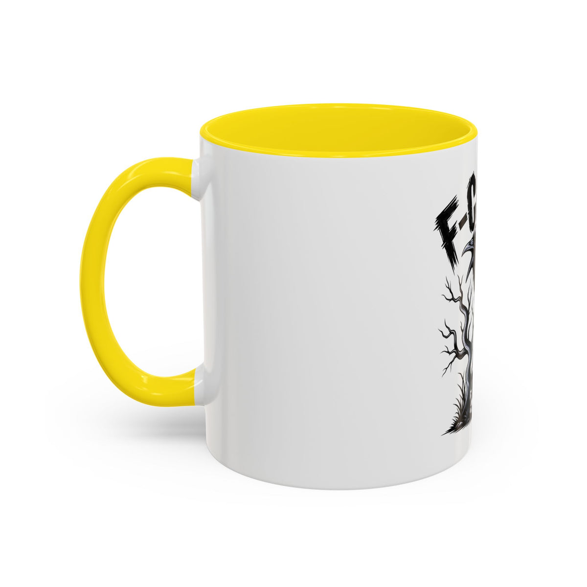 Raven Skull Coffee Mug — Gothic "F-CAW-F" Accent Mug (11/15oz)