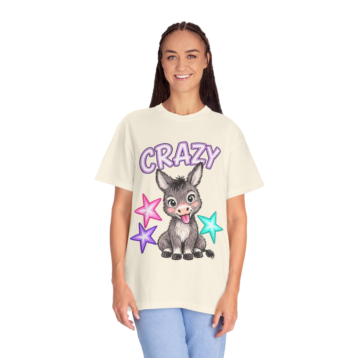 Crazy Donkey T-Shirt — Cute Cartoon Donkey with Colorful Stars
