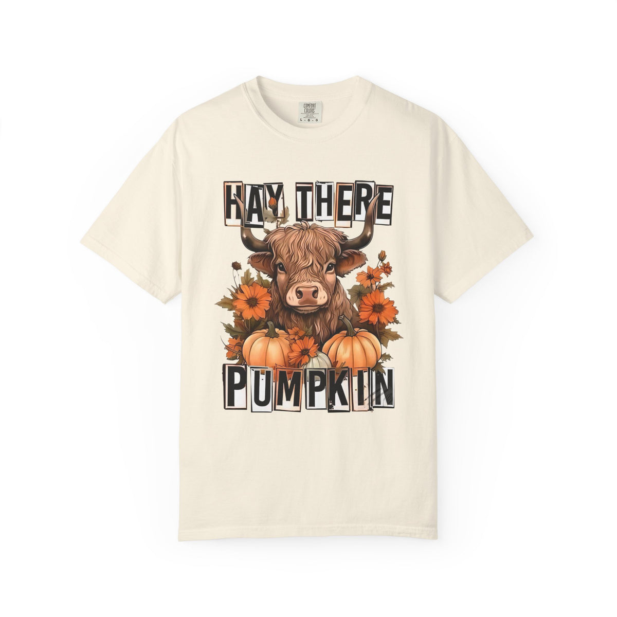 Hay There Pumpkin T-Shirt – Autumn Highland Cow with Pumpkins & Sunflowers