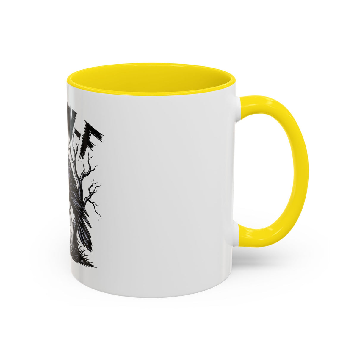 Raven Skull Coffee Mug — Gothic "F-CAW-F" Accent Mug (11/15oz)