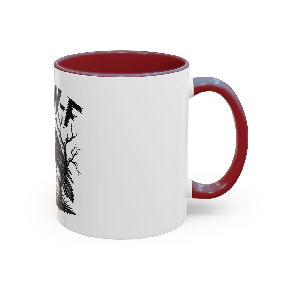 Raven Skull Coffee Mug — Gothic "F-CAW-F" Accent Mug (11/15oz)