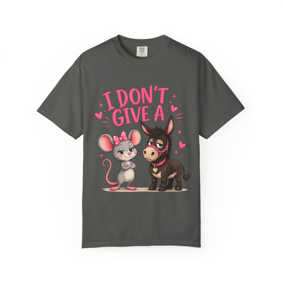 I Don't Give a — Cute Mouse & Donkey Graphic Tee